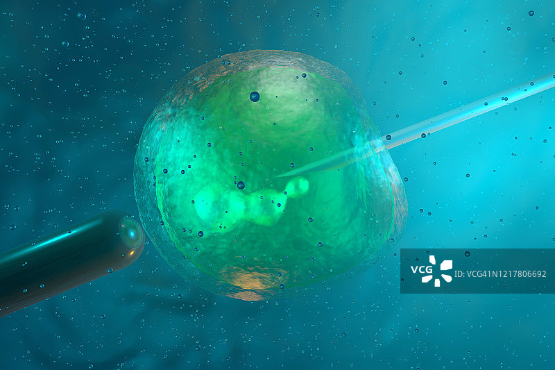 DNA注射过程中单个干细胞的3D渲染图图片素材