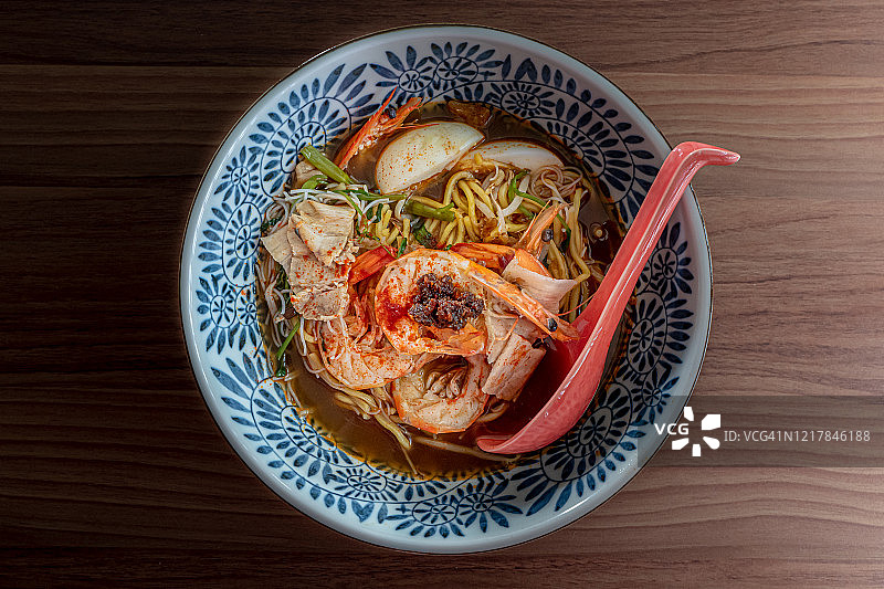 槟城虾面（顶视图）图片素材