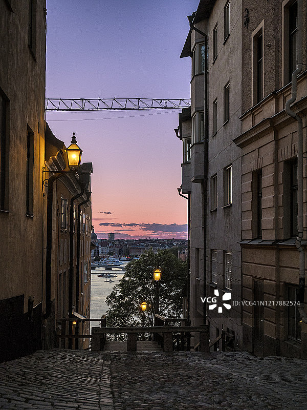 瑞典斯德哥尔摩索德马尔姆城市日落图片素材