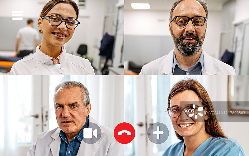 与同事进行视频会议的屏幕截图图片素材