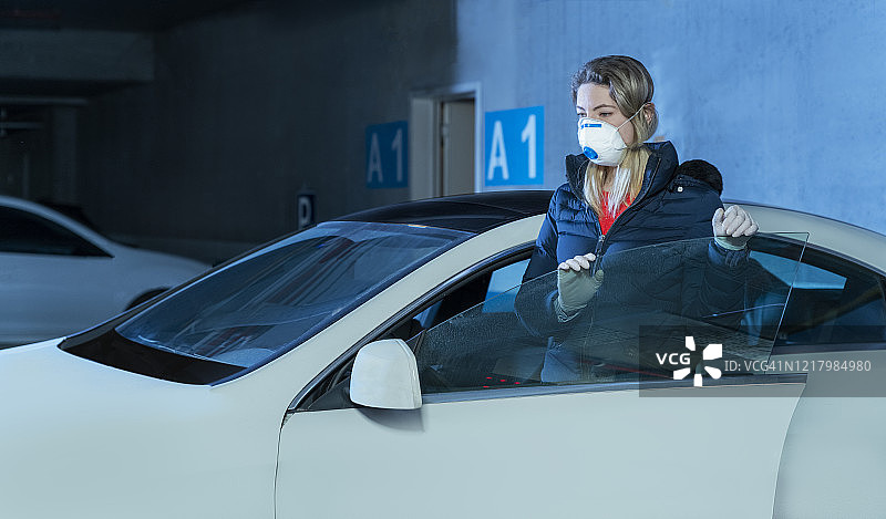 停车场内的新冠肺炎预防图片素材