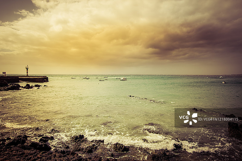 兰萨罗特岛拉斯罗萨斯渔村图片素材