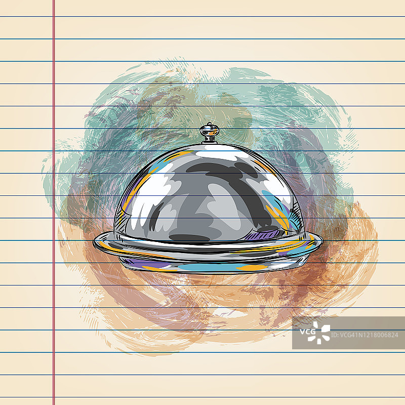 在格纹纸上绘制的银盘图片素材