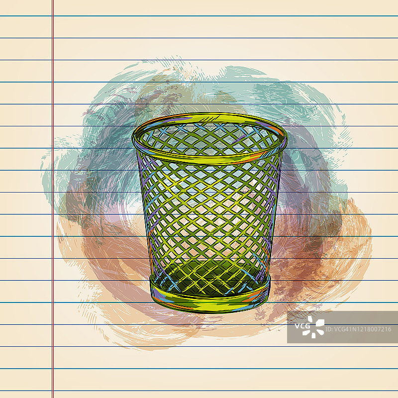 格线纸上的垃圾桶图图片素材