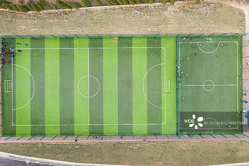 足球训练场的航拍景观图片素材