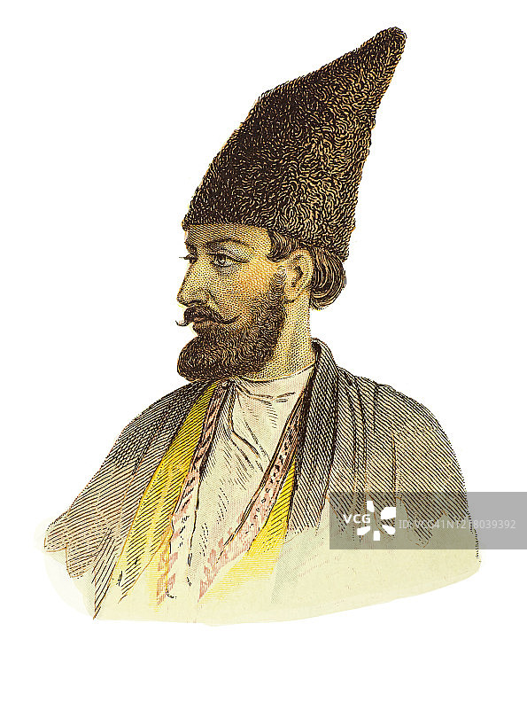 人种学古老版画插图：波斯人，1894年大众百科全书图片素材