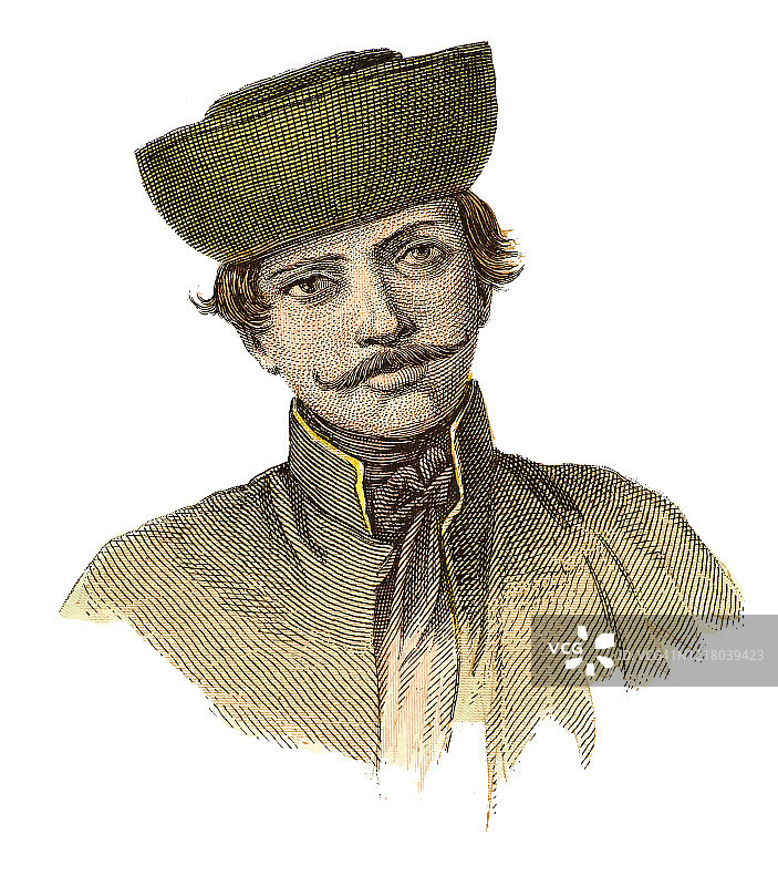 人种学：匈牙利马扎尔人古版画图片素材