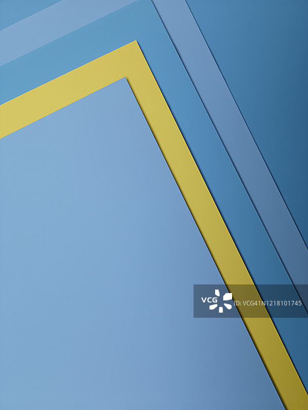 蓝色纸张背景中的黄色矩形纸图片素材