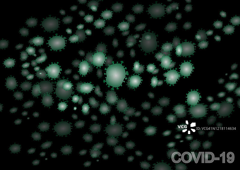 显微镜下的流感COVID-19病毒细胞图片素材