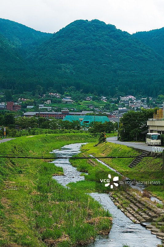 日本由布市汤布院运河景色图片素材