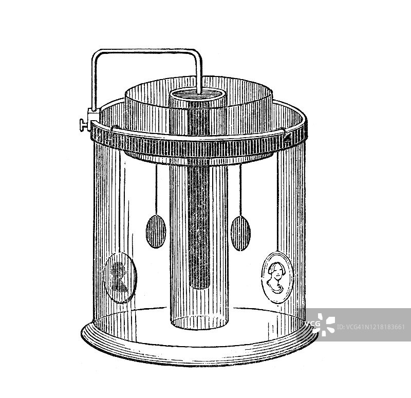 老式雕刻插图：电冶金图片素材