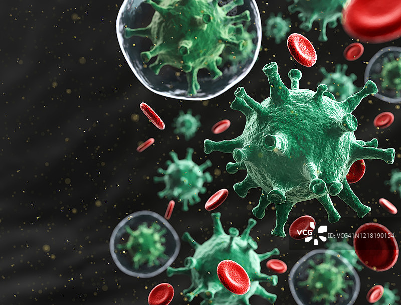 病毒细胞与红细胞混合图片素材