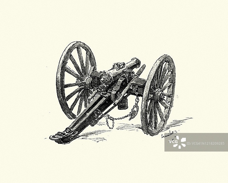 复古版画老式大炮图片素材