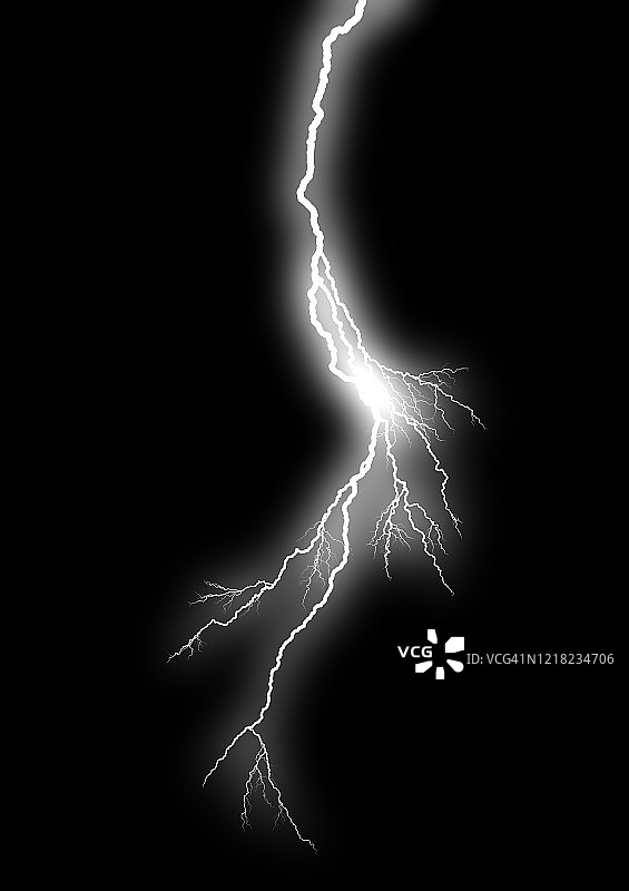 黑色背景上的能源闪电图片素材