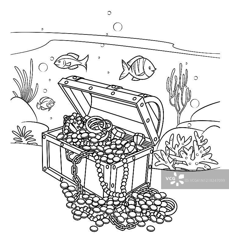 黑白海盗海底宝藏图片素材