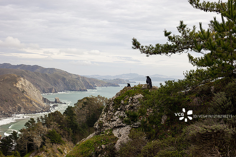 金门国家 recreation area 太平洋和海盗湾景观图片素材