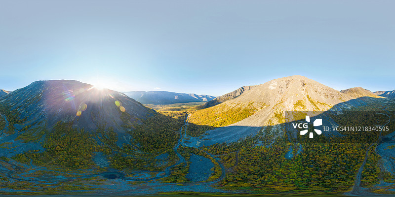 俄罗斯科拉半岛希比内山脉空中360VR景观图片素材