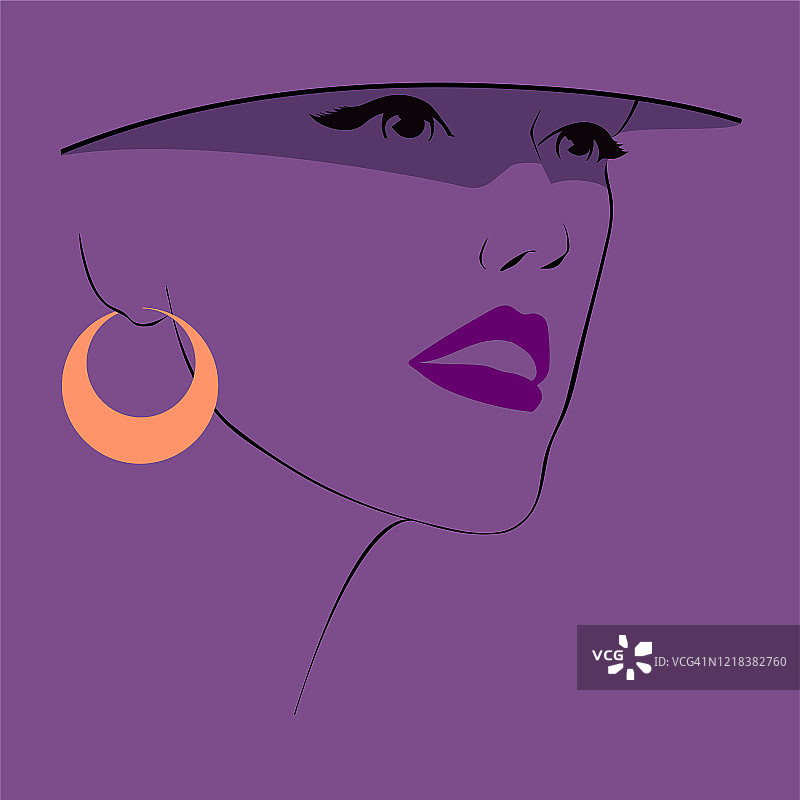 素描风格的女孩特写图片素材