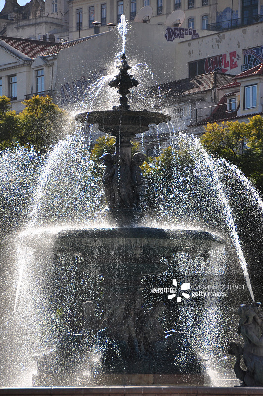 里斯本罗西奥广场喷泉图片素材