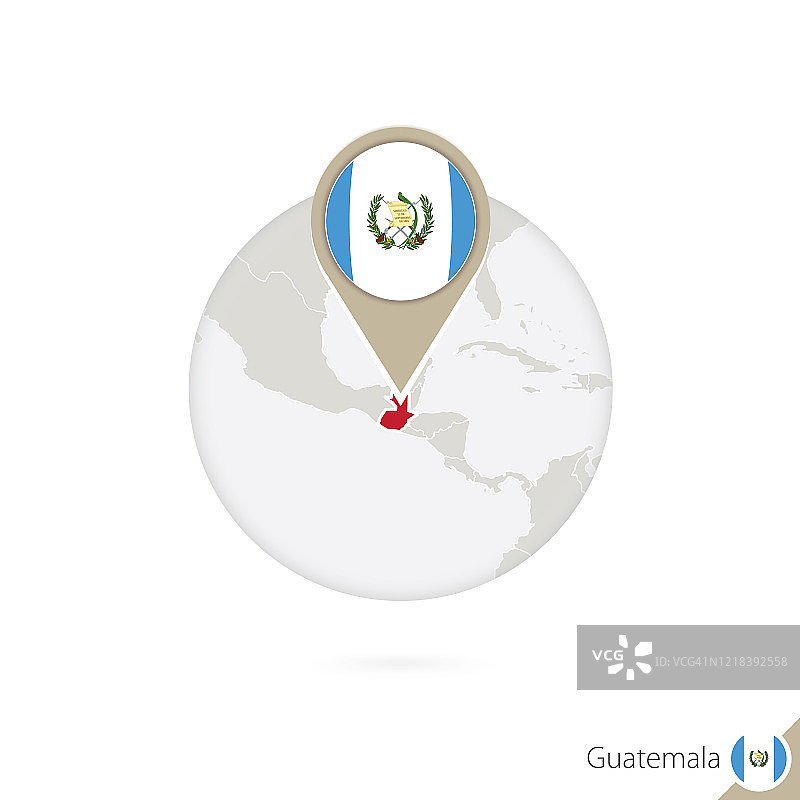 圆形危地马拉地图和旗帜图片素材