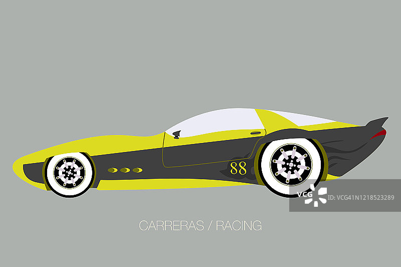 扁平风格的赛车侧视图（可编辑）图片素材
