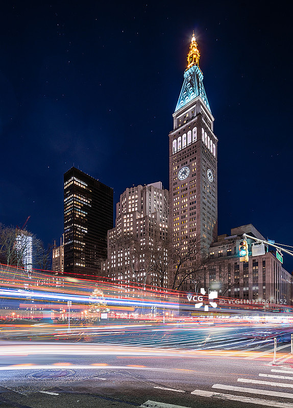 纽约熨斗区夜景图片素材