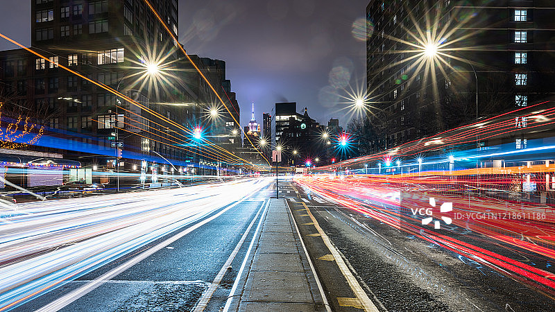 纽约夜间步道图片素材