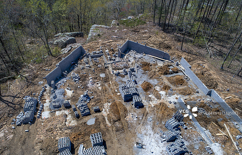 正上方无人机视角的建筑鸟瞰图图片素材