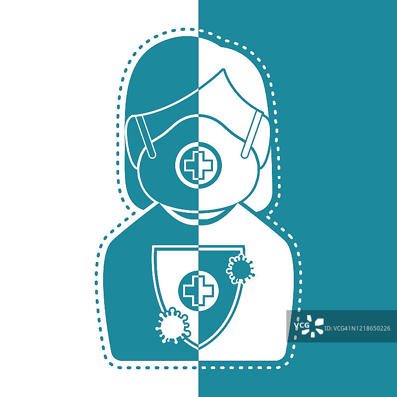 身穿防护服的女性双色图标图片素材