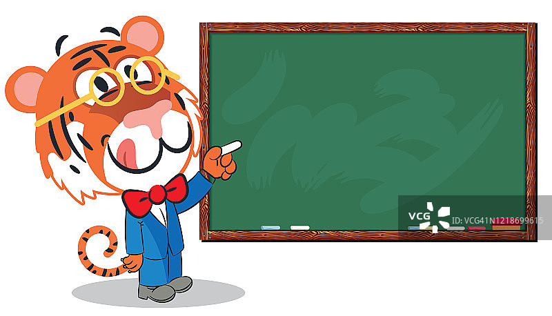 老虎教授与黑板图片素材