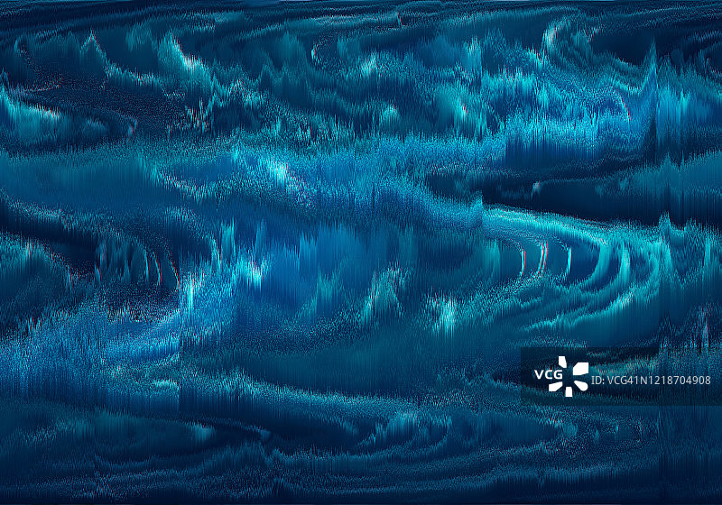 抽象扭曲的蓝色波浪故障背景图片素材