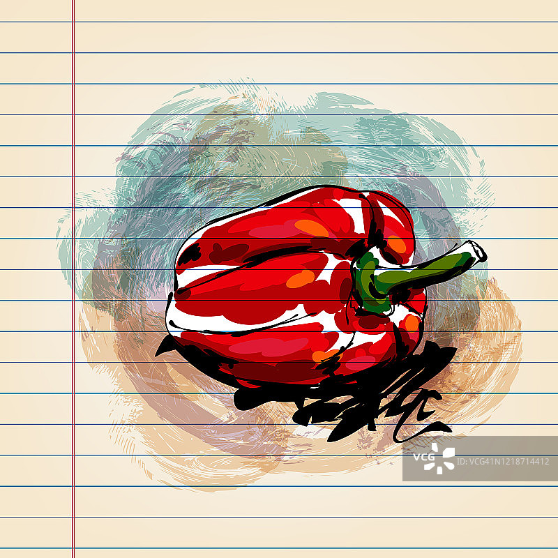 方格纸上的甜椒素描图片素材