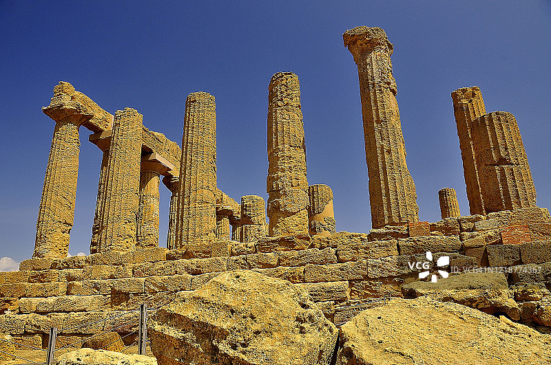 欧洲意大利西西里岛阿格里真托：神殿谷的朱诺神庙考古遗址图片素材