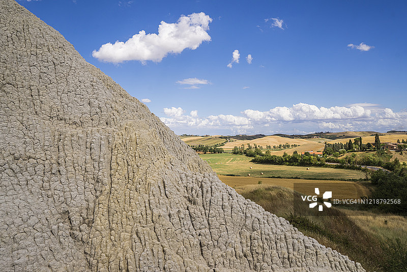 托斯卡纳Crete Senesi地区阿夏诺附近的粘土证据图片素材