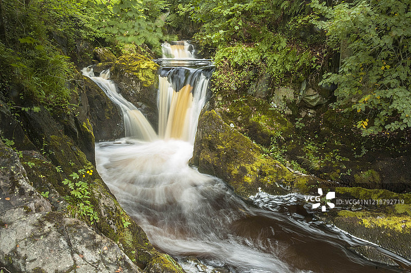 英格兰北约克郡卡恩福斯市英格尔顿瀑布图片素材