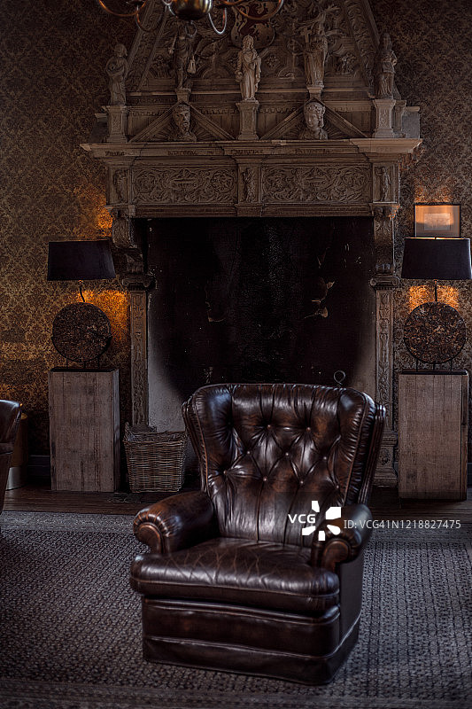 庄严住宅客厅中的优雅椅子图片素材