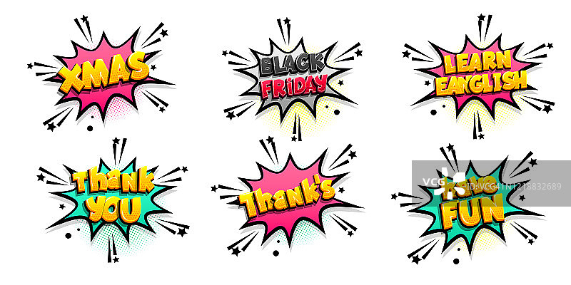 漫画文字对话气泡波普艺术风格图片素材