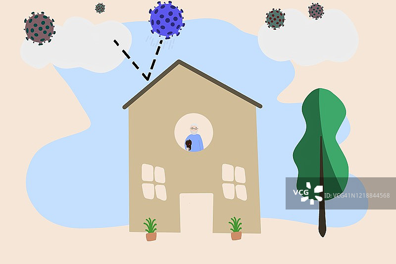 居家隔离的社交距离插图图片素材