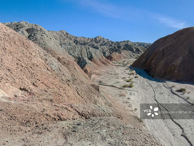 干涸的沙漠冲沟图片素材