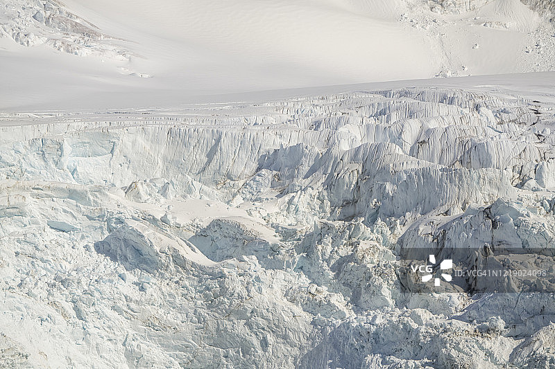 南乔治亚岛冰川上的裂缝与裂隙图片素材