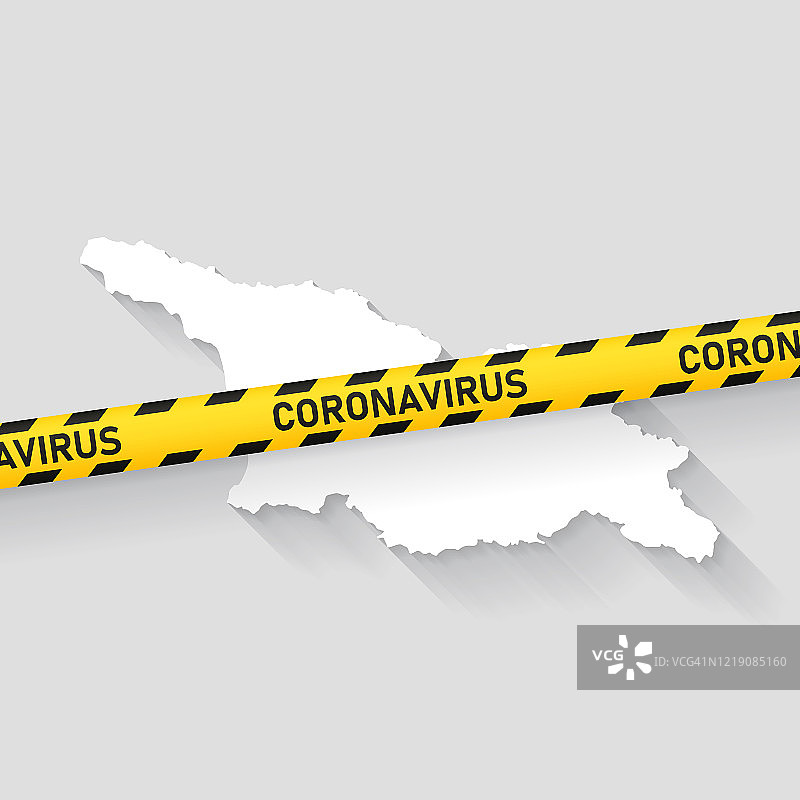 带有新冠病毒警戒带的格鲁吉亚地图图片素材