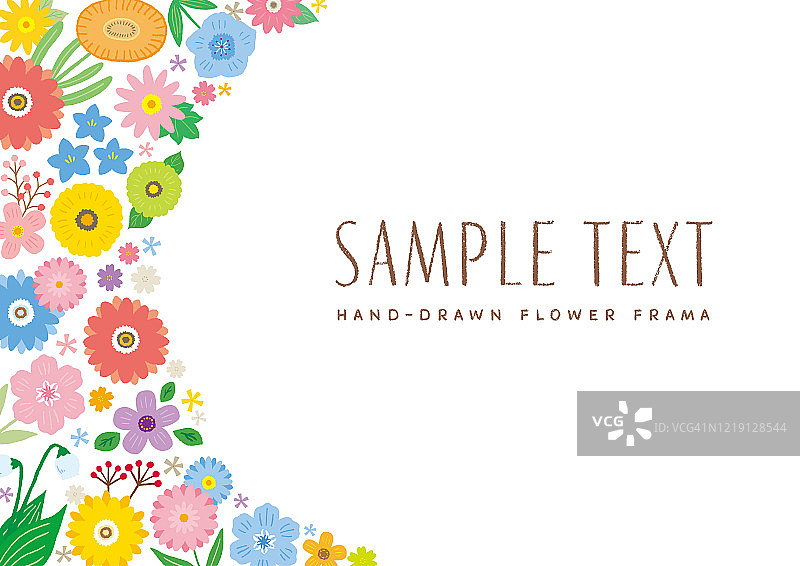 手绘花叶边框图片素材