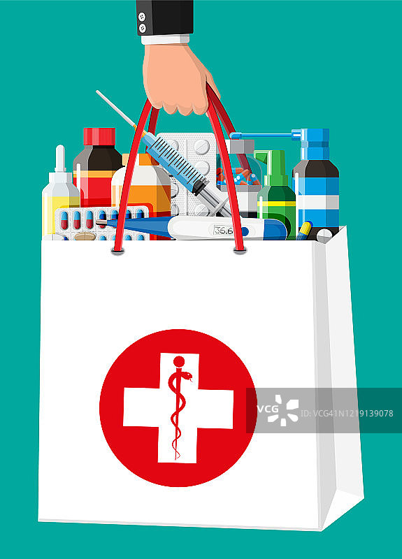 瓶子、药片、丸剂、药品运送套装图片素材