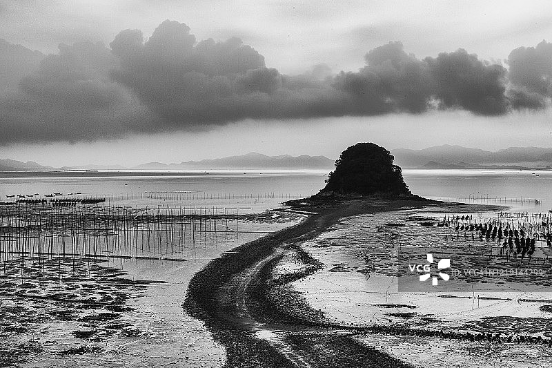 福建霞浦滩涂日出图片素材
