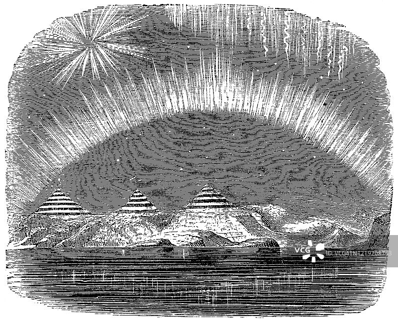 19世纪美国阿拉斯加的北极光图片素材