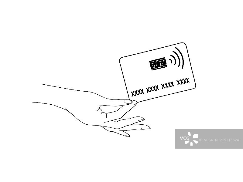 绘制手持借记卡、信用卡图片素材