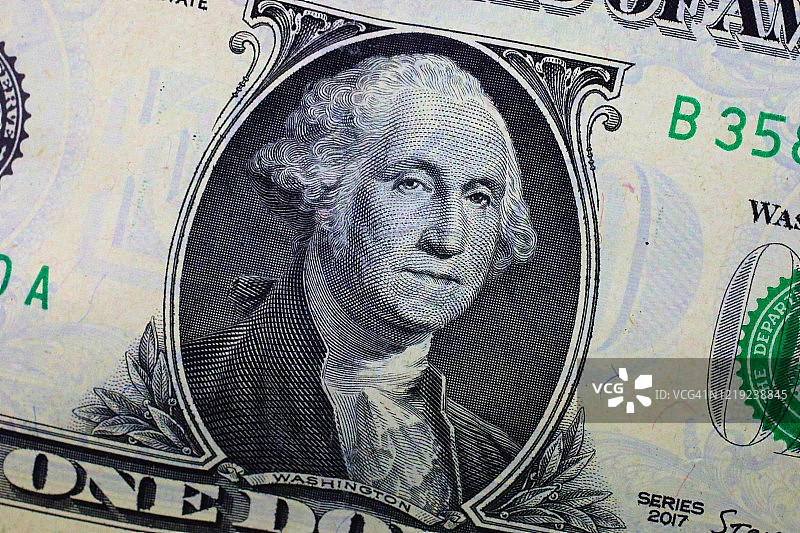 一美元纸币上的乔治·华盛顿肖像图片素材