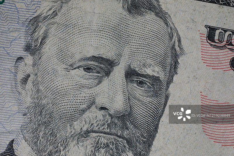 带有尤利西斯·S·格兰特肖像的五十美元纸币图片素材