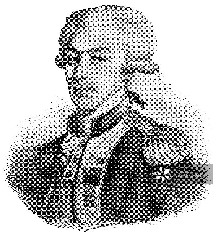 吉尔伯特·杜·莫蒂埃，拉法耶特侯爵 - 18世纪图片素材