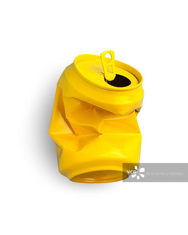 压碎的黄色铝罐图片素材